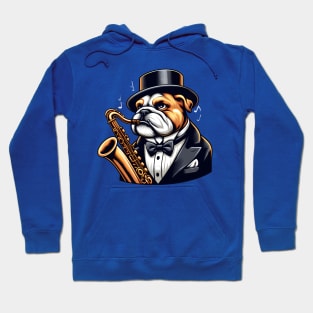 Bulldog Playing Saxophone Hoodie